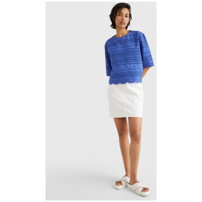 TOMMY HILFIGER BRODERIE C-NK BLOUSE
